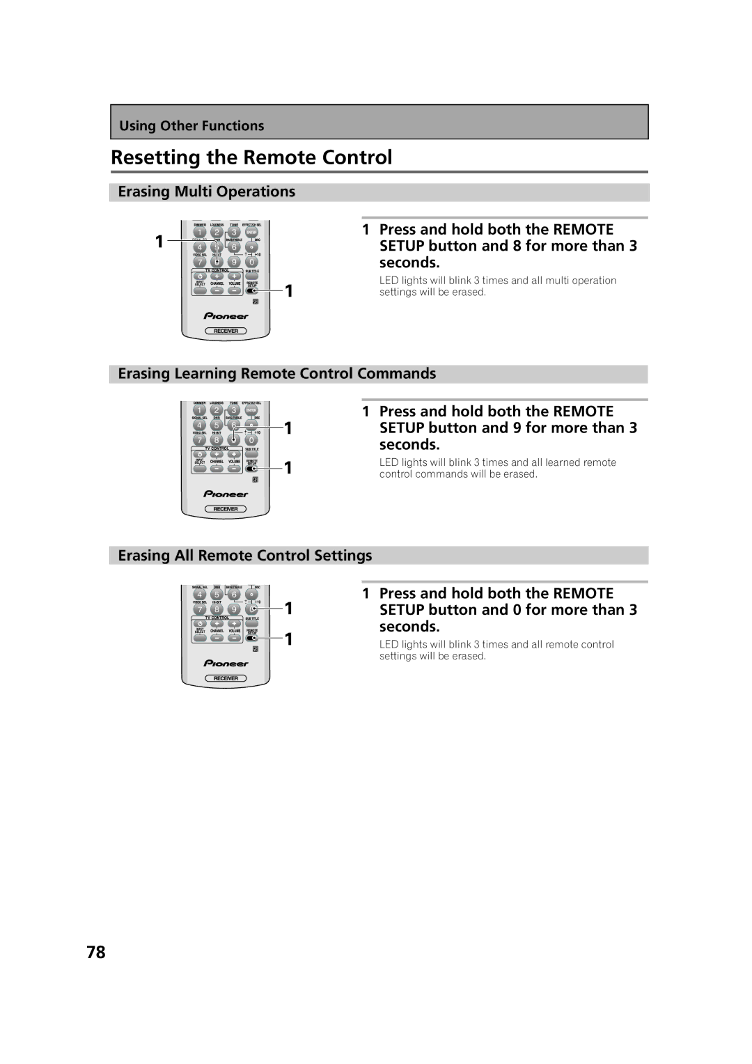 Pioneer VSX-53TX manual Resetting the Remote Control 