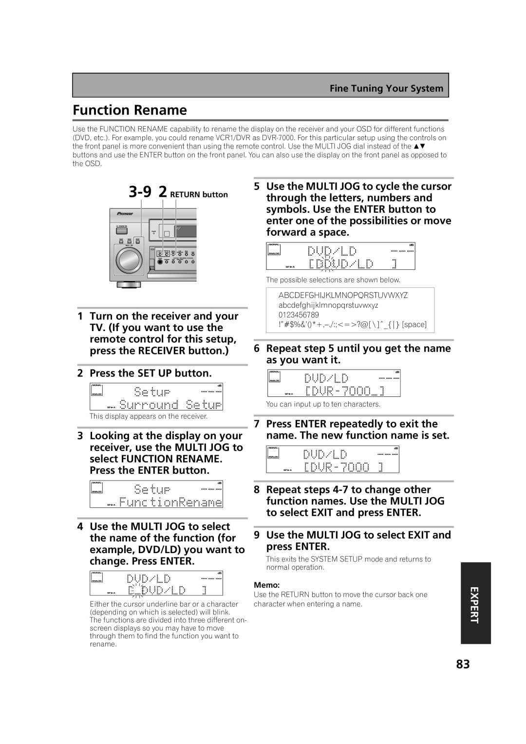 Pioneer VSX-53TX manual Function Rename 