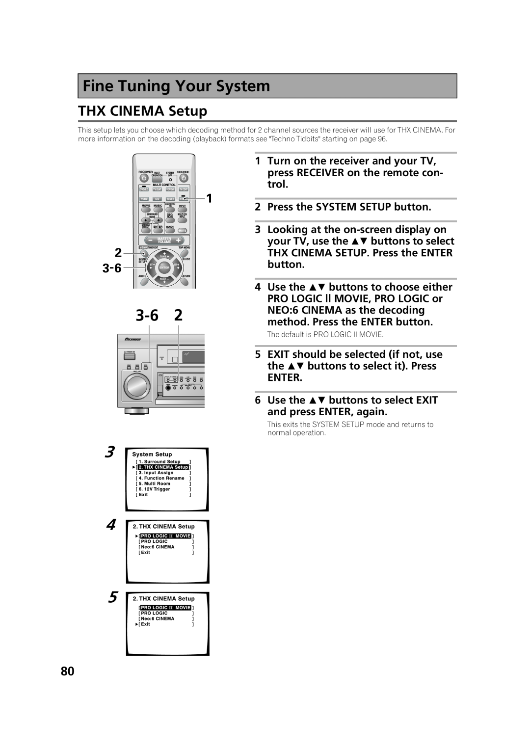 Pioneer VSX-53TX manual 3 4, THX CINEMA Setup 