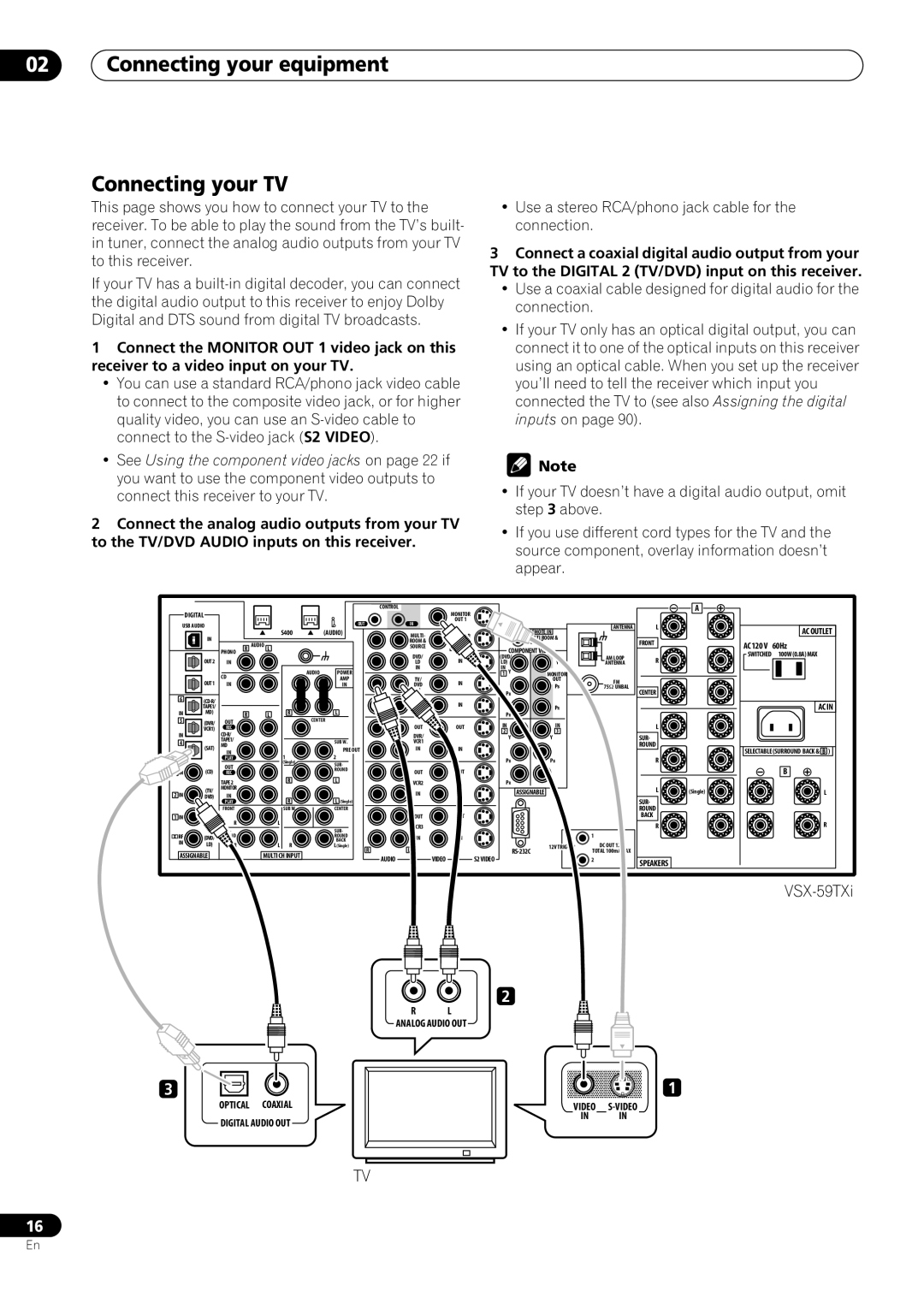 Pioneer VSX-59TXi operating instructions Connecting your equipment Connecting your TV, Audio 