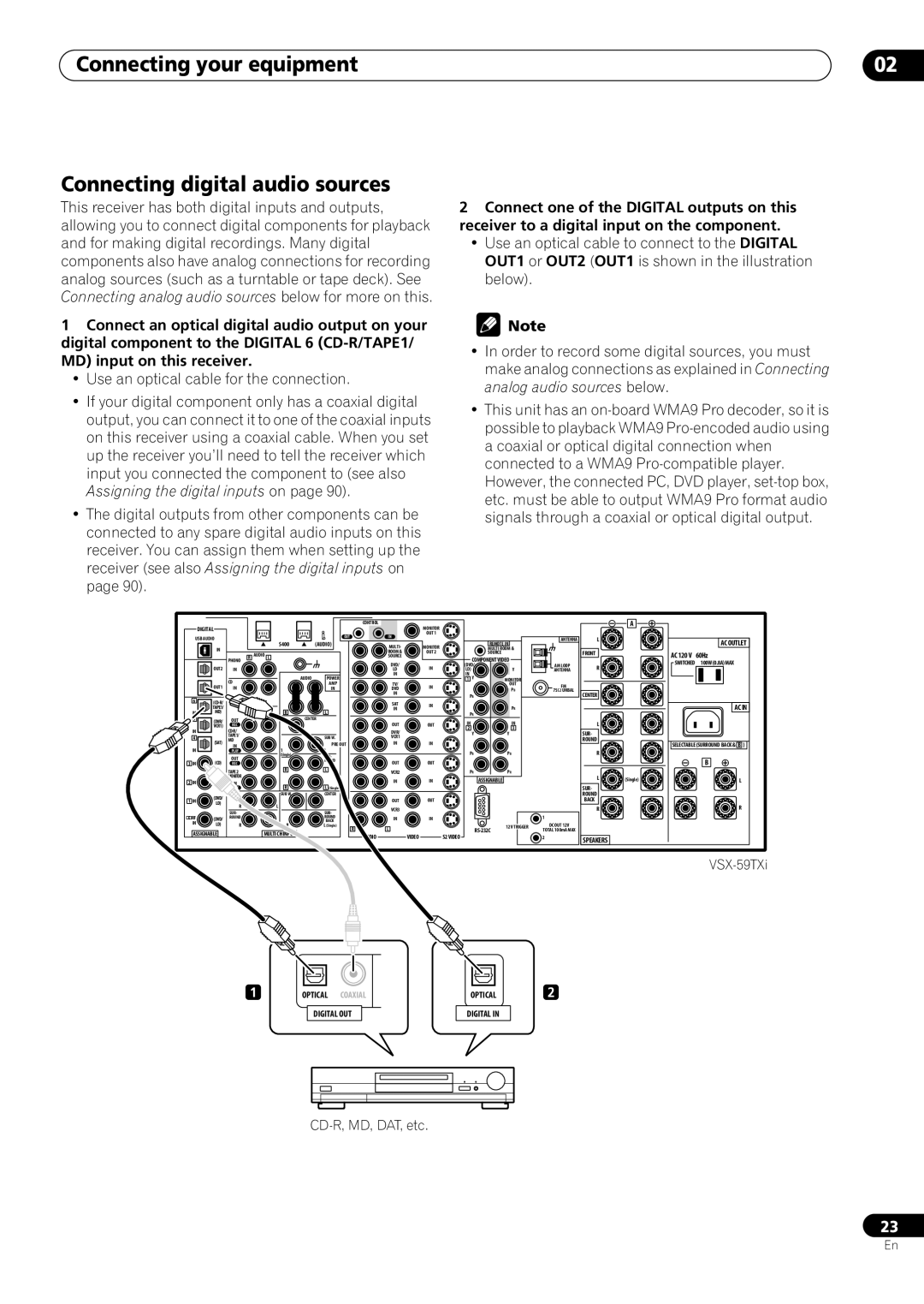 Pioneer VSX-59TXi operating instructions Connecting your equipment Connecting digital audio sources 