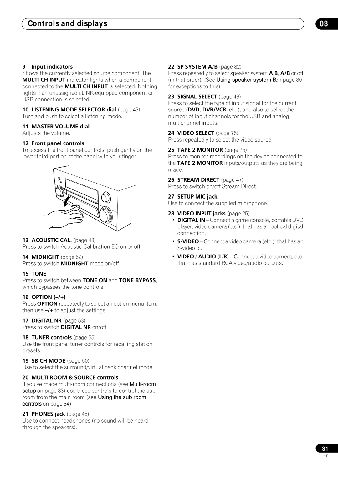 Pioneer VSX-59TXi operating instructions Controls and displays, Tone 