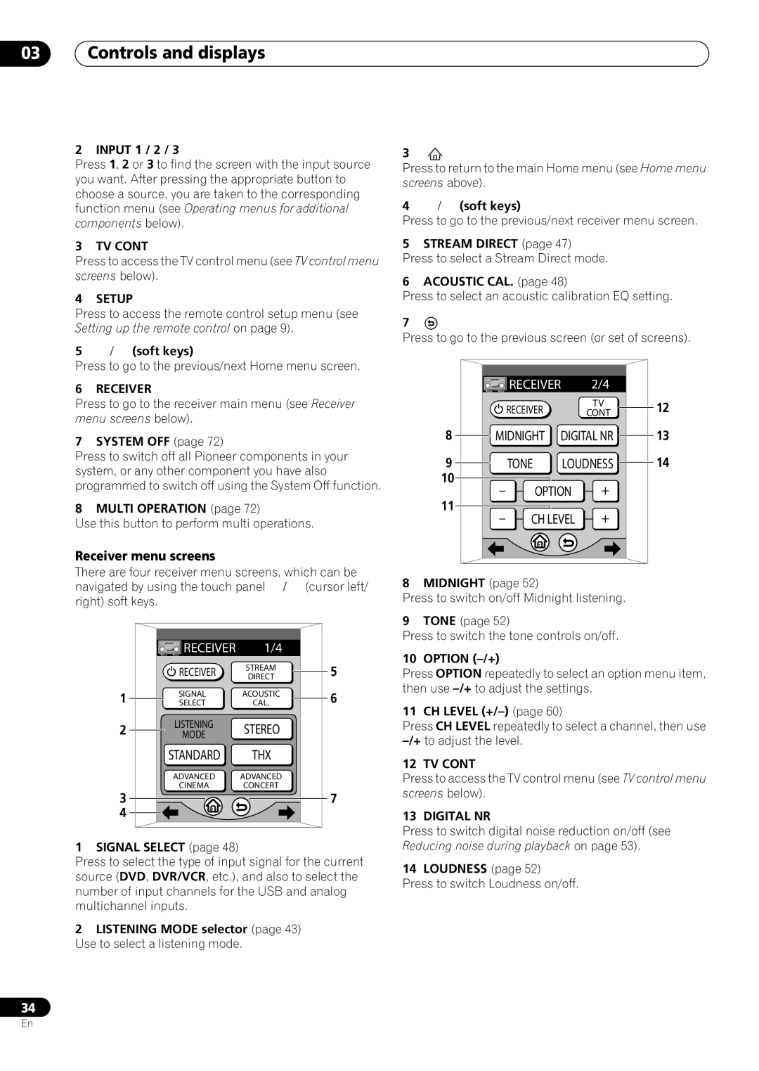 Pioneer VSX-59TXi operating instructions Receiver menu screens, Setup, Digital NR 