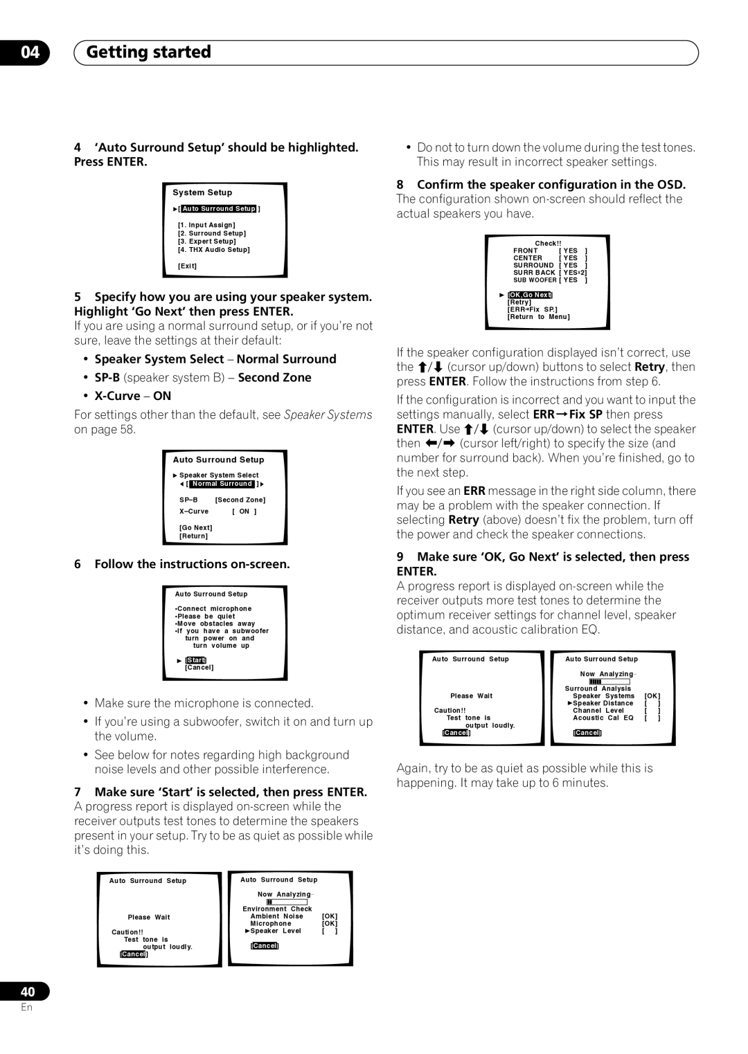 Pioneer VSX-59TXi operating instructions Getting started, Enter 