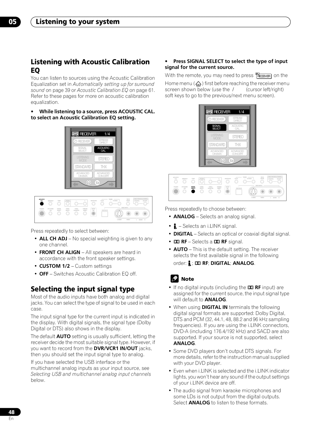 Pioneer VSX-59TXi operating instructions Selecting the input signal type, Analog 