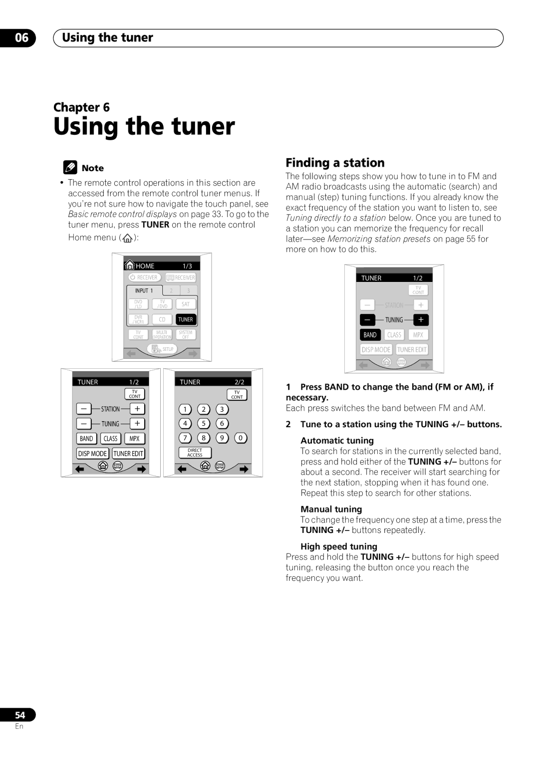 Pioneer VSX-59TXi operating instructions Using the tuner Chapter, Finding a station 