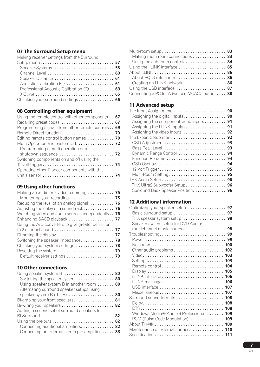 Pioneer VSX-59TXi Surround Setup menu, Controlling other equipment, Using other functions, Other connections 