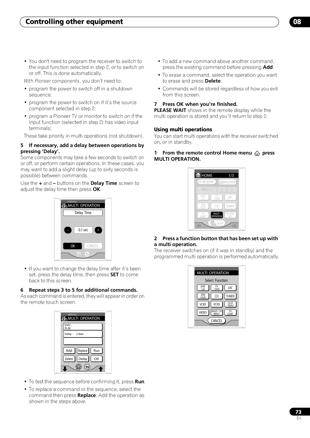 Pioneer VSX-59TXi Using multi operations, Press OK when you’re finished, From the remote control Home menu press 