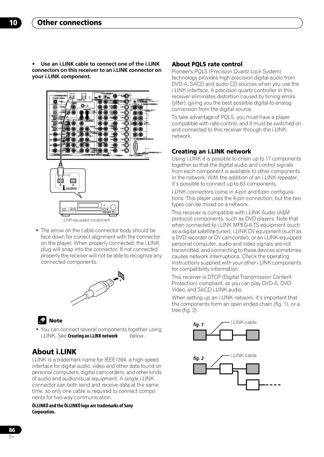 Pioneer VSX-59TXi operating instructions About i.LINK, About Pqls rate control, Creating an i.LINK network 