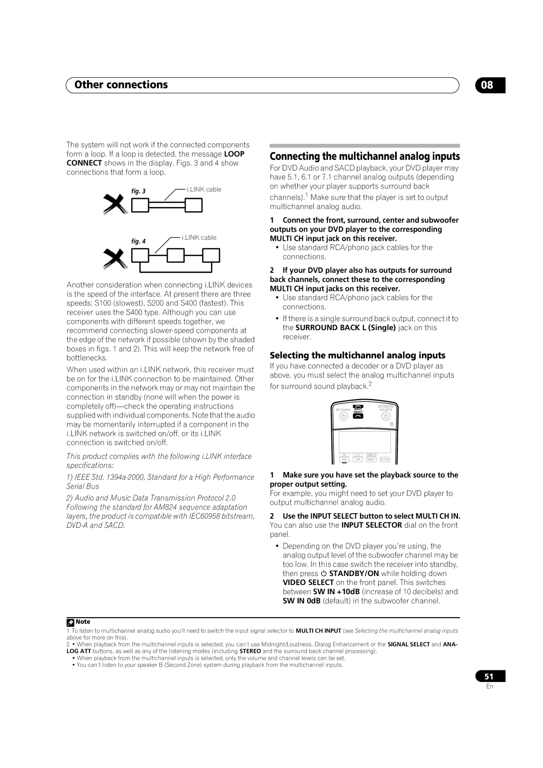 Pioneer VSX-72TXV-S, VSX-74TXVI manual Connecting the multichannel analog inputs, Selecting the multichannel analog inputs 