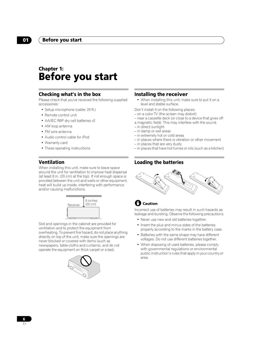 Pioneer VSX-74TXVi-S, VSX-74TXVI, VSX-72TXV-S manual Before you start 