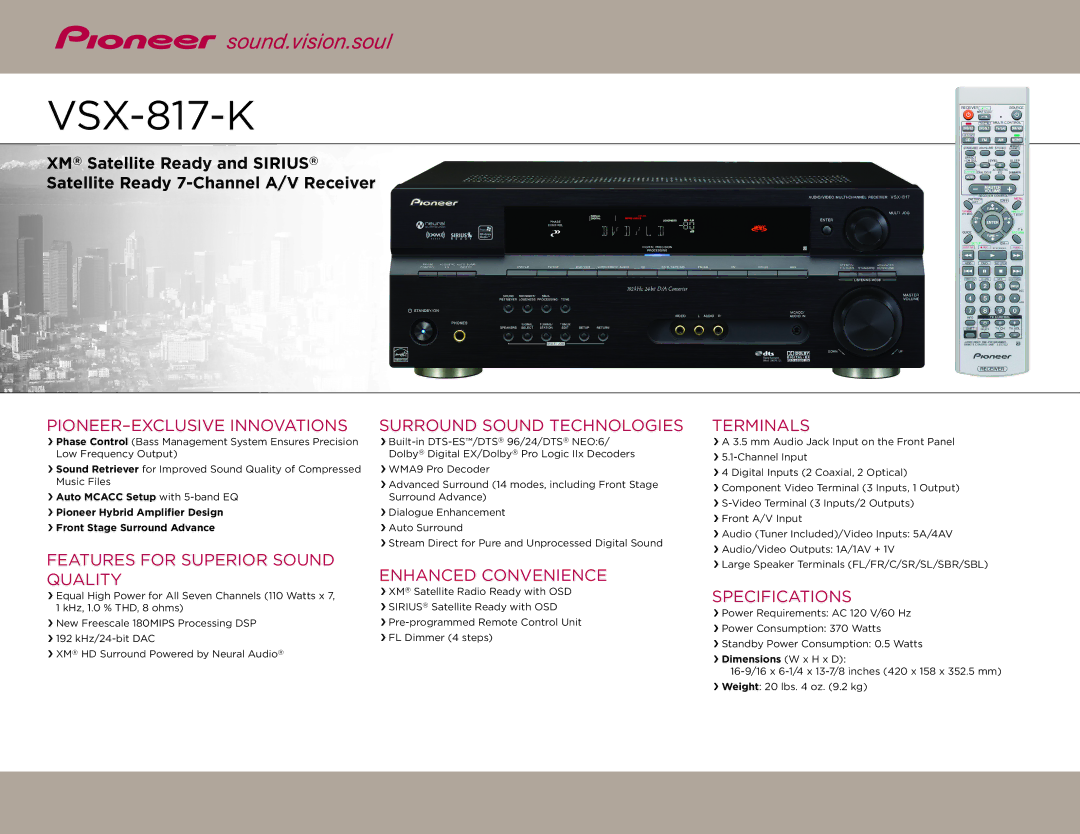 Pioneer VSX-817-K specifications 