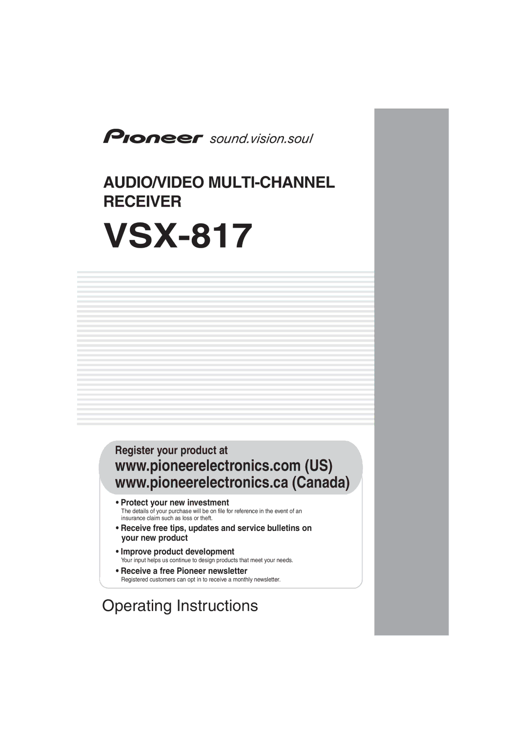 Pioneer VSX-817-S/-K operating instructions 