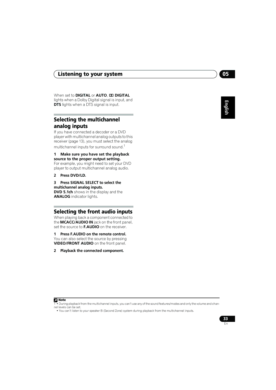 Pioneer VSX-817-S/-K operating instructions Selecting the front audio inputs, Playback the connected component 