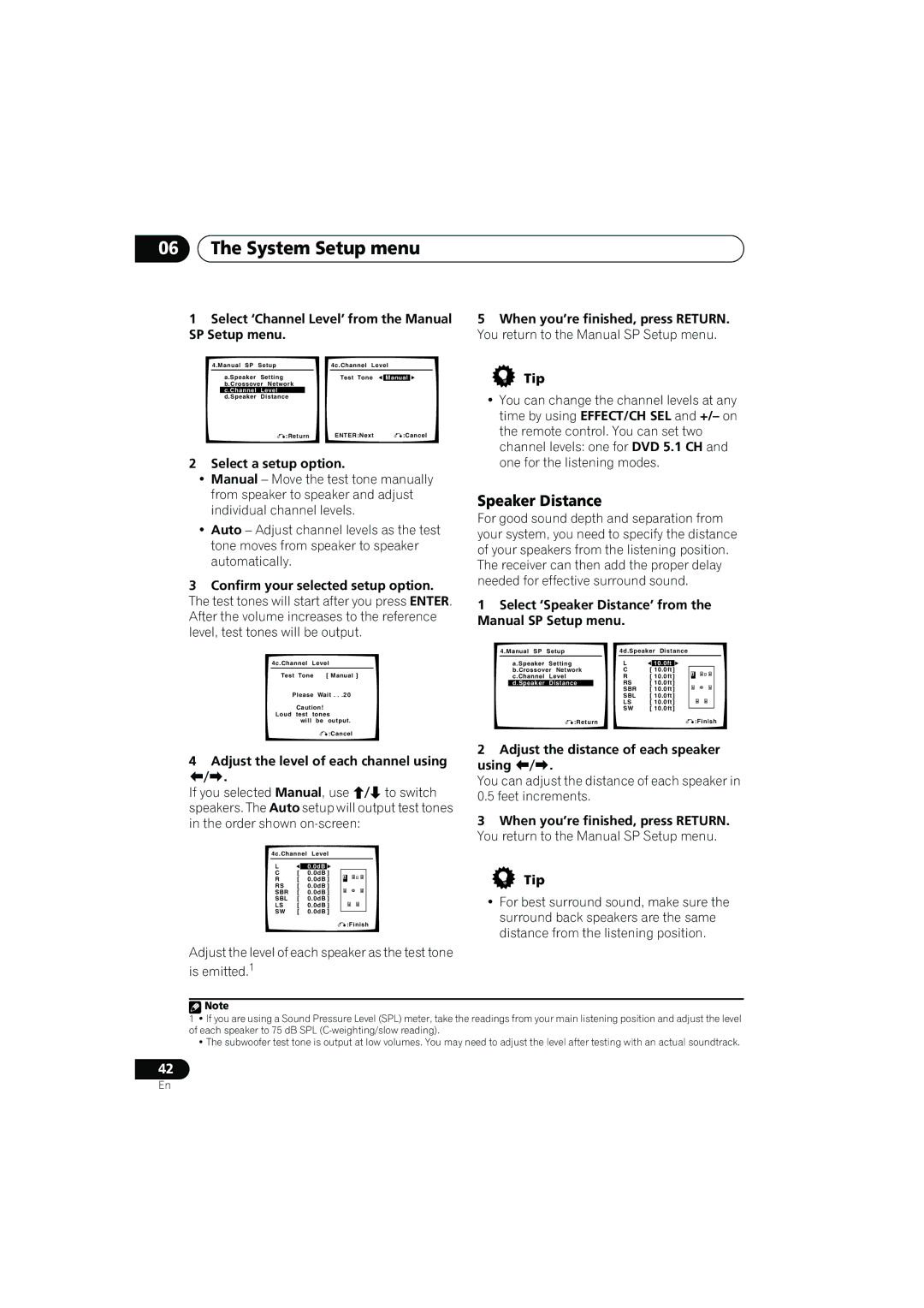 Pioneer VSX-817-S/-K operating instructions Speaker Distance 