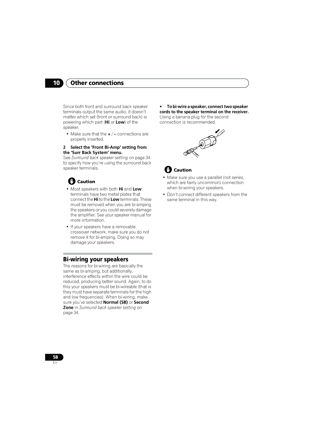 Pioneer VSX-817-S/-K operating instructions Bi-wiring your speakers 