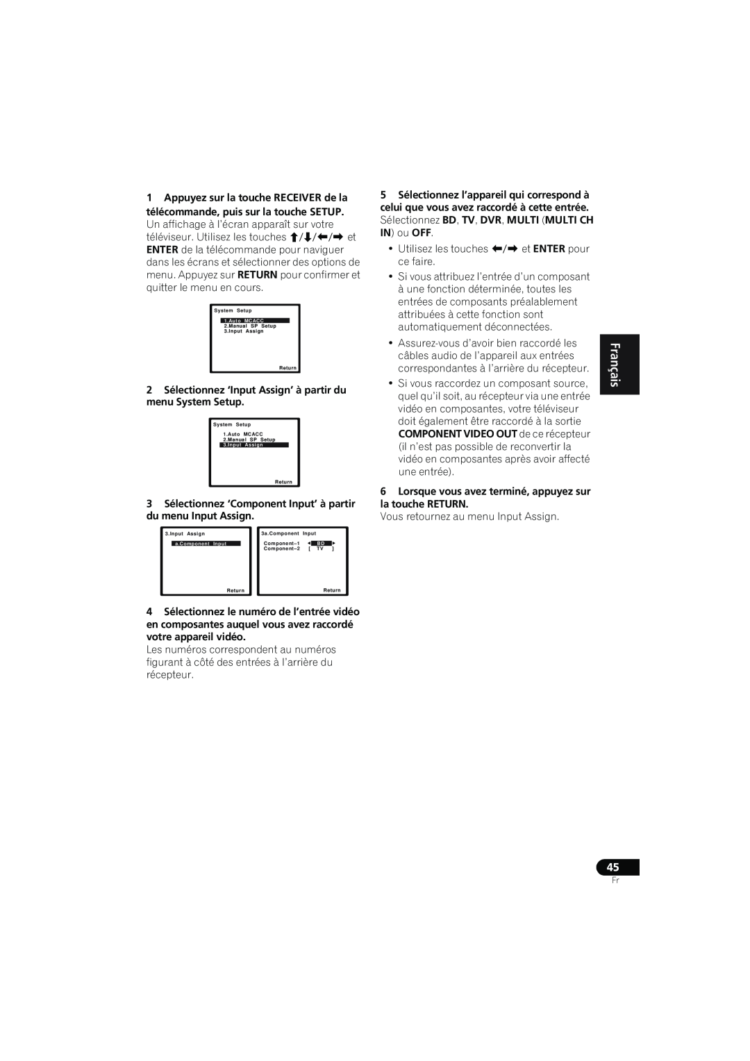 Pioneer VSX-819H-K manual English Français Español, •Utilisez les touches / et ENTER pour ce faire 