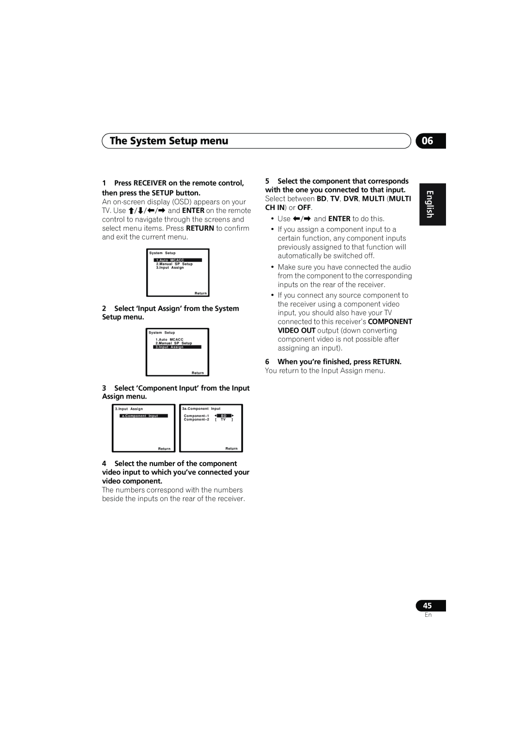 Pioneer VSX-819H-K manual The System Setup menu 