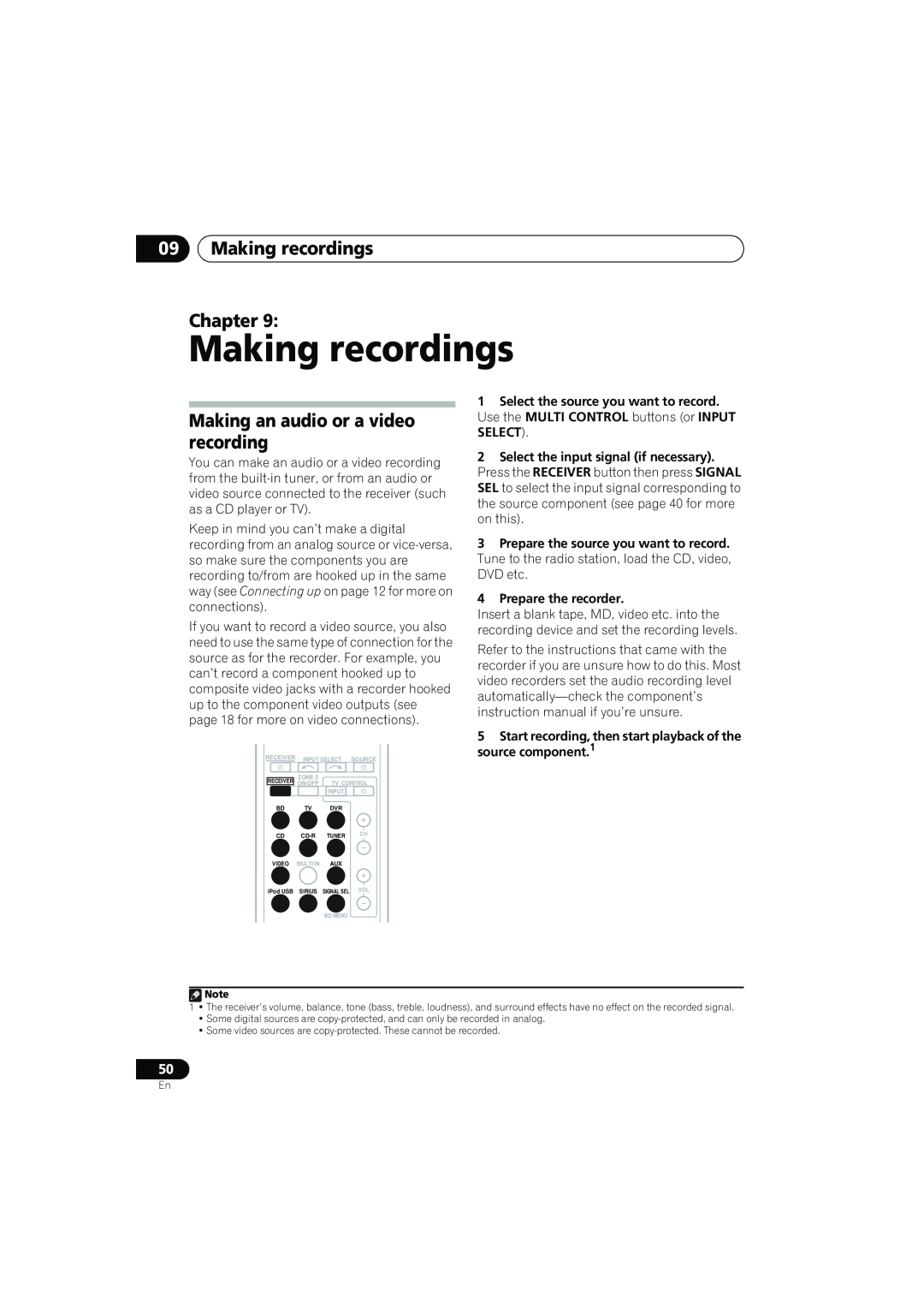 Pioneer VSX-819H-K manual 09Making recordings Chapter, Making an audio or a video recording 