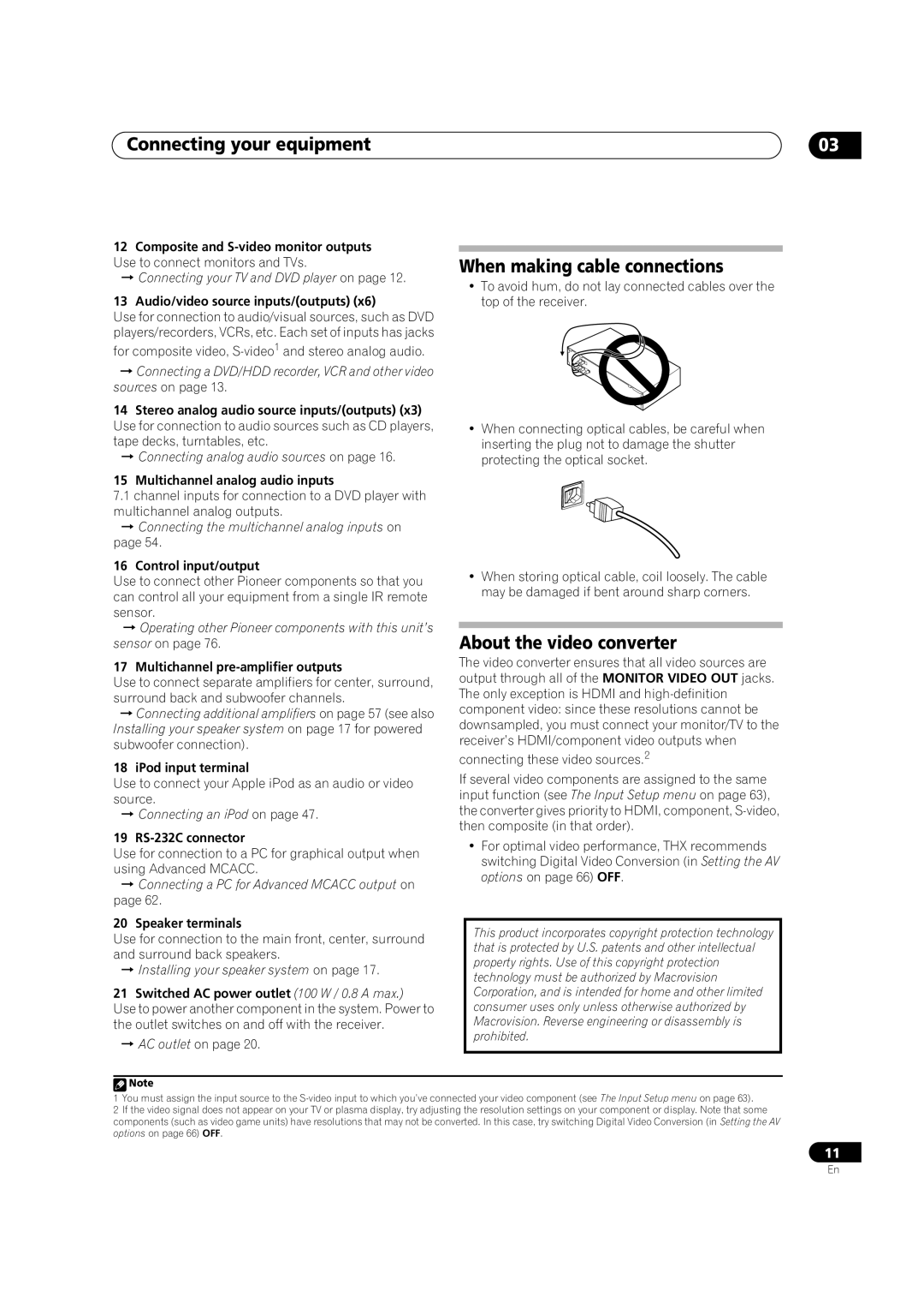 Pioneer VSX-84TXSi-S, VSX-84TXSI manual Connecting your equipment, When making cable connections, About the video converter 