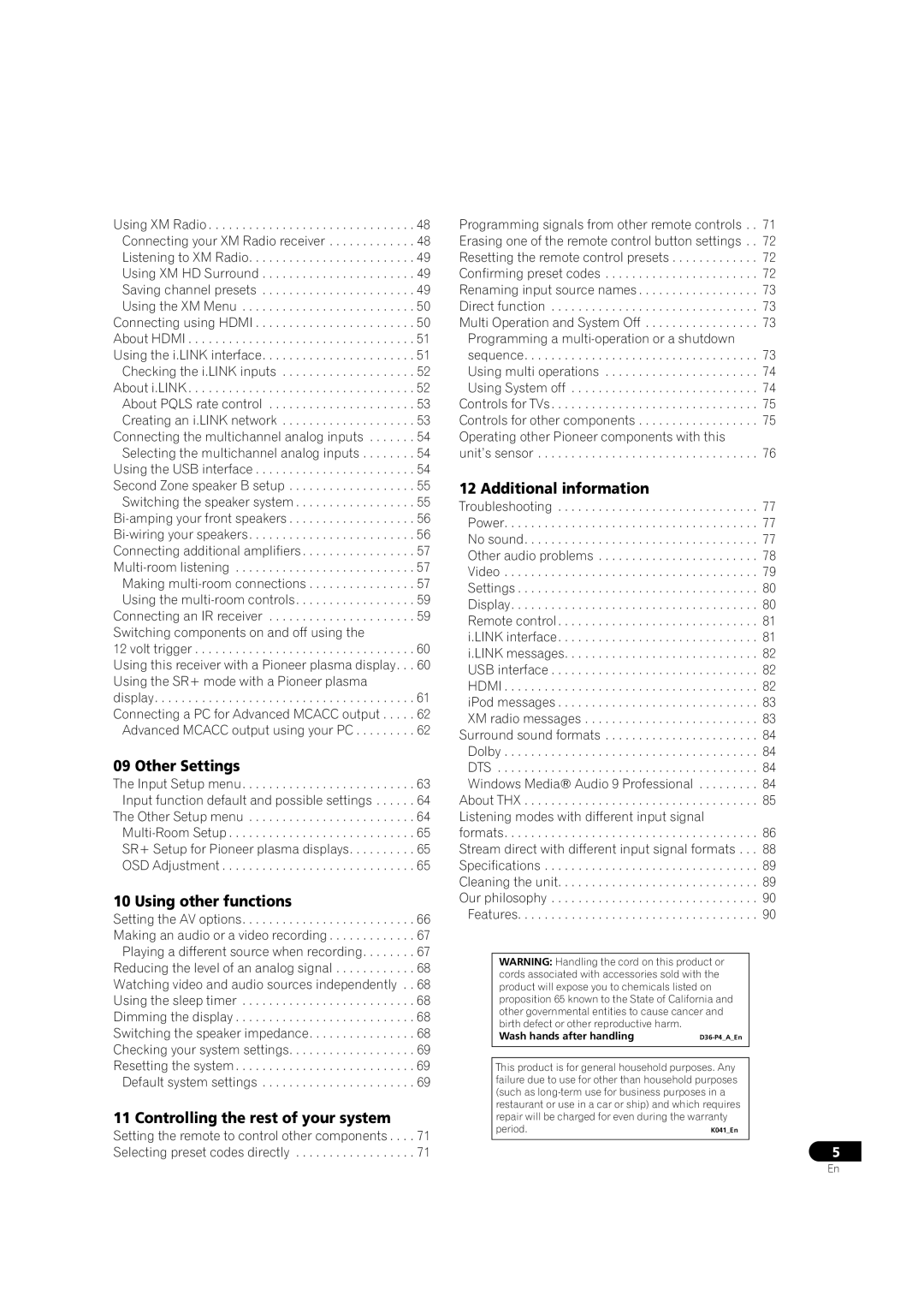 Pioneer VSX-82TXS-S Other Settings, Using other functions, Controlling the rest of your system, Additional information 