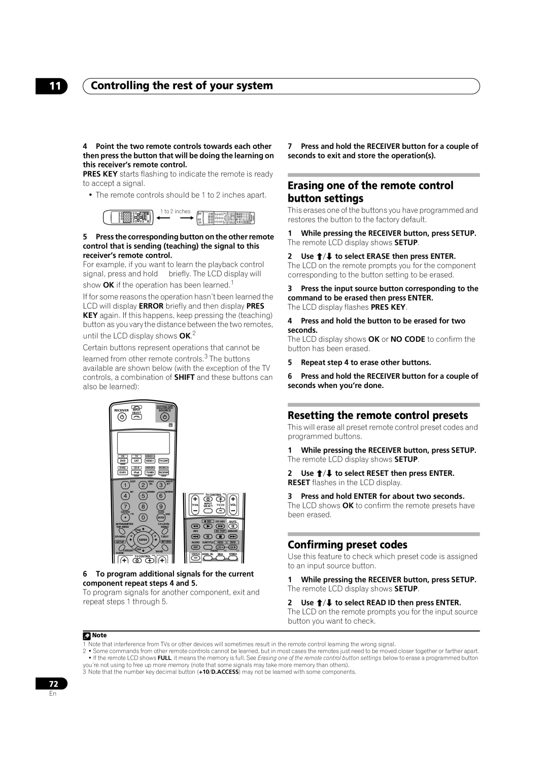 Pioneer VSX-84TXSI, VSX-82TXS-S Controlling the rest of your system, Erasing one of the remote control button settings 