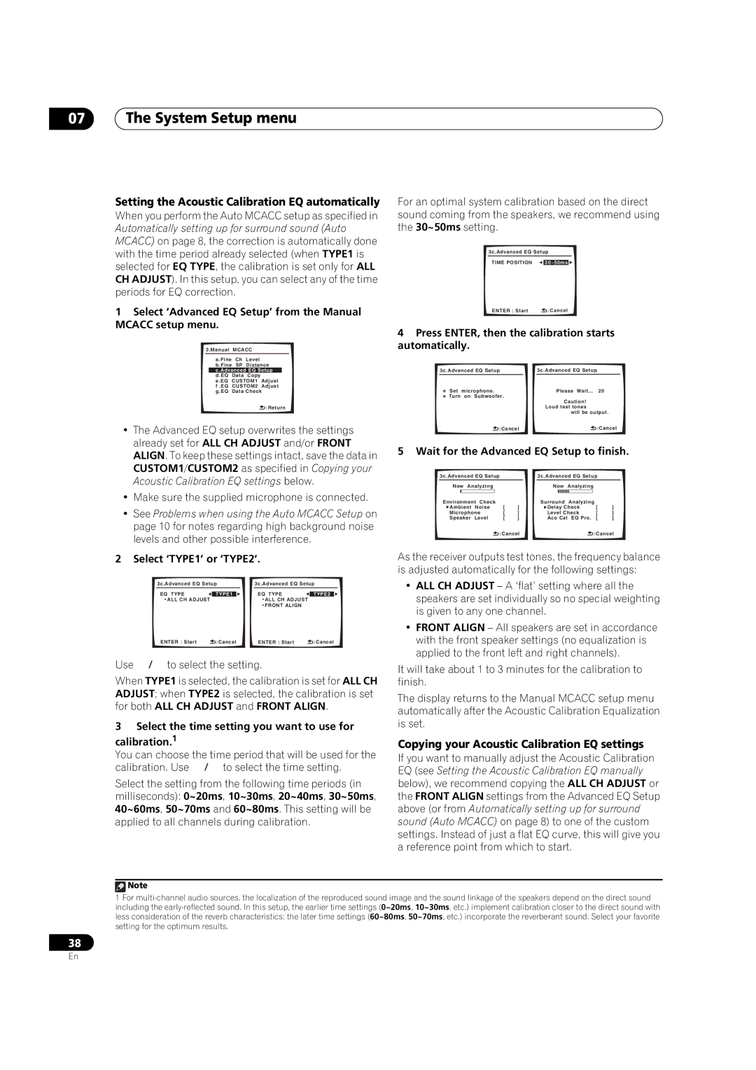 Pioneer VSX-90TXV Setting the Acoustic Calibration EQ automatically, Copying your Acoustic Calibration EQ settings 