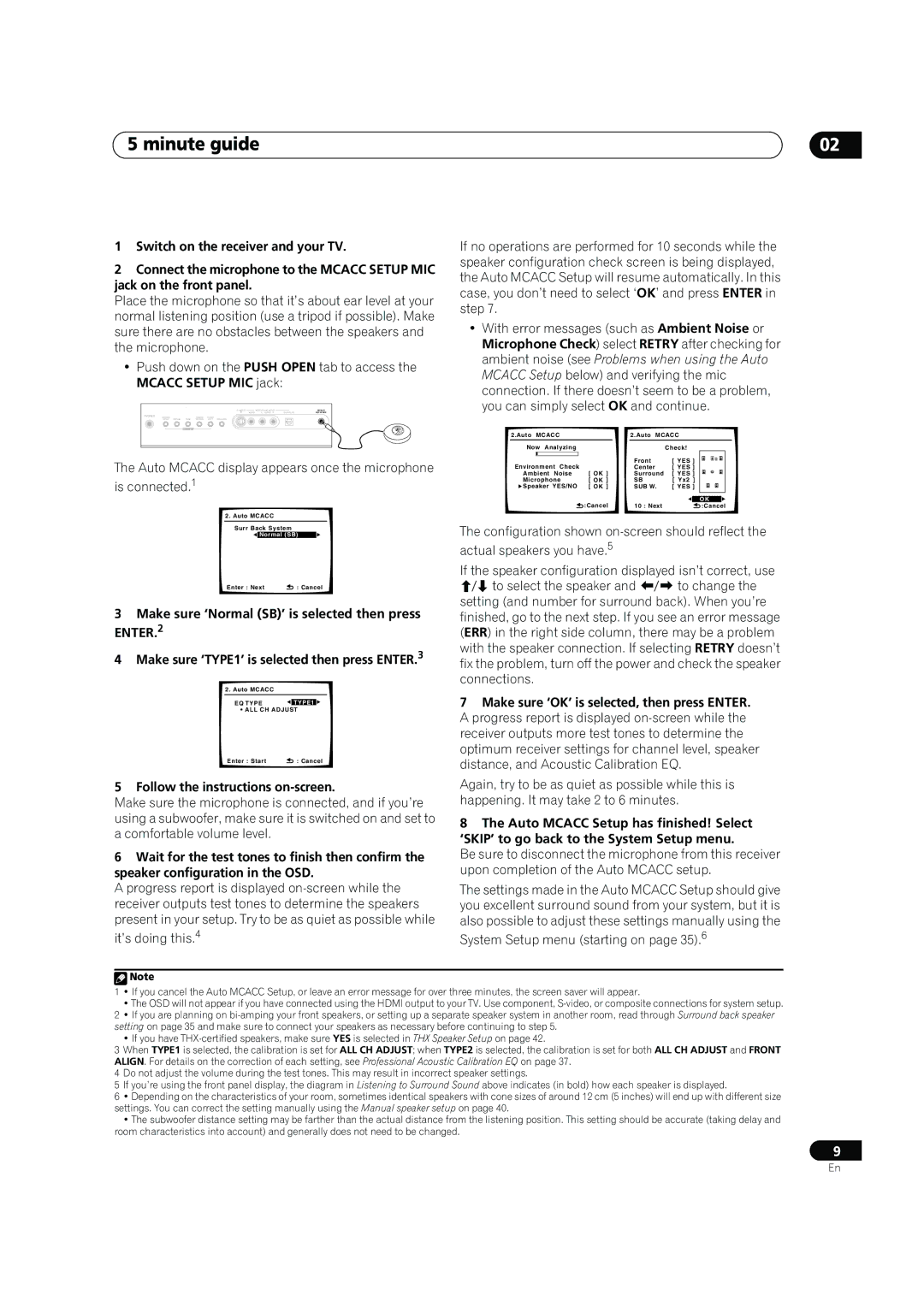 Pioneer VSX-90TXV operating instructions Minute guide, Follow the instructions on-screen 