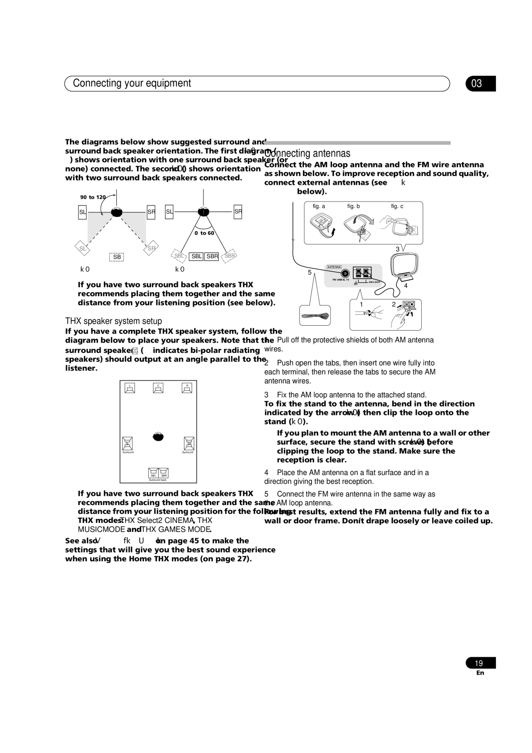 Pioneer VSX-9110TXV-K operating instructions Connecting antennas, THX speaker system setup 