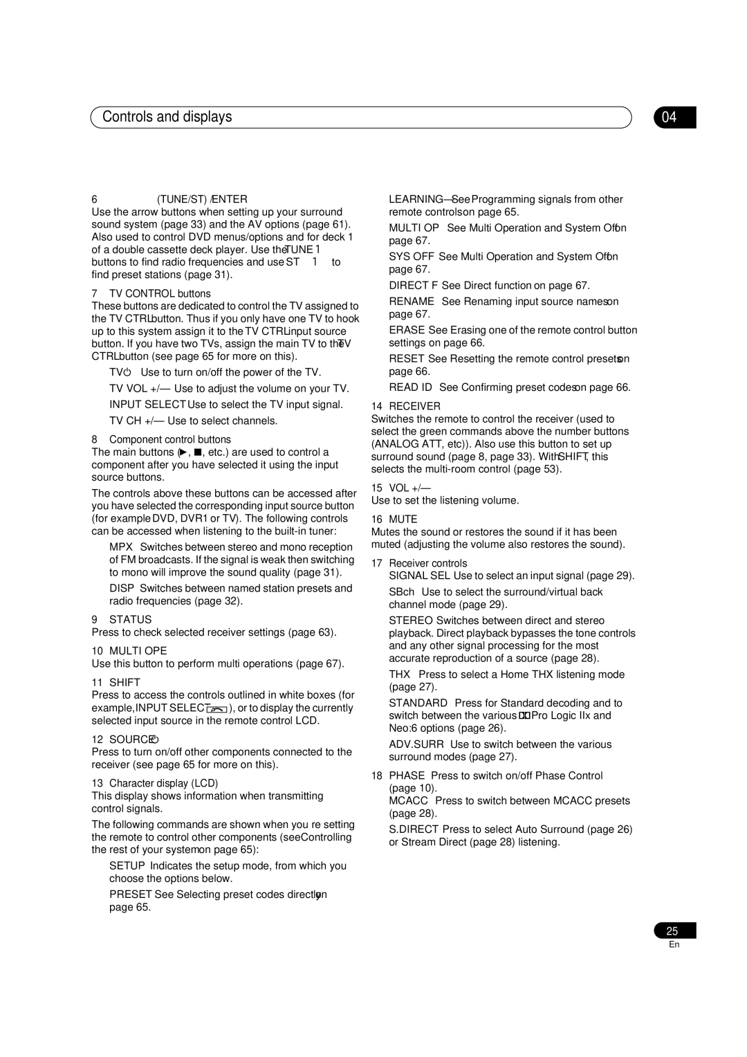 Pioneer VSX-9110TXV-K operating instructions 6TUNE/ST /ENTER, Status, Multi OPE, Shift, Source, Mute 