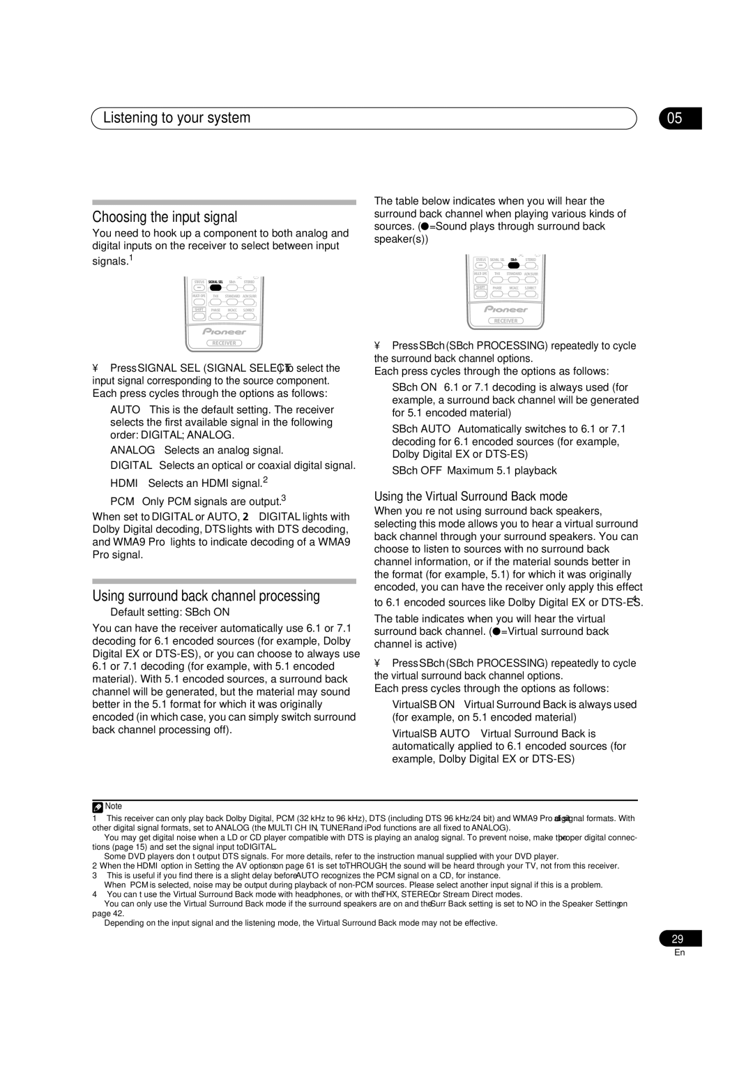 Pioneer VSX-9110TXV-K Listening to your system Choosing the input signal, Using the Virtual Surround Back mode 