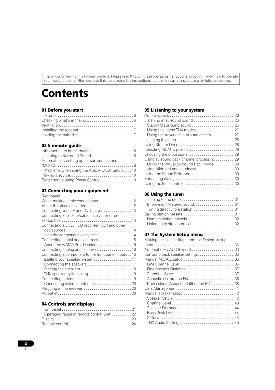 Pioneer VSX-9110TXV-K operating instructions Contents 