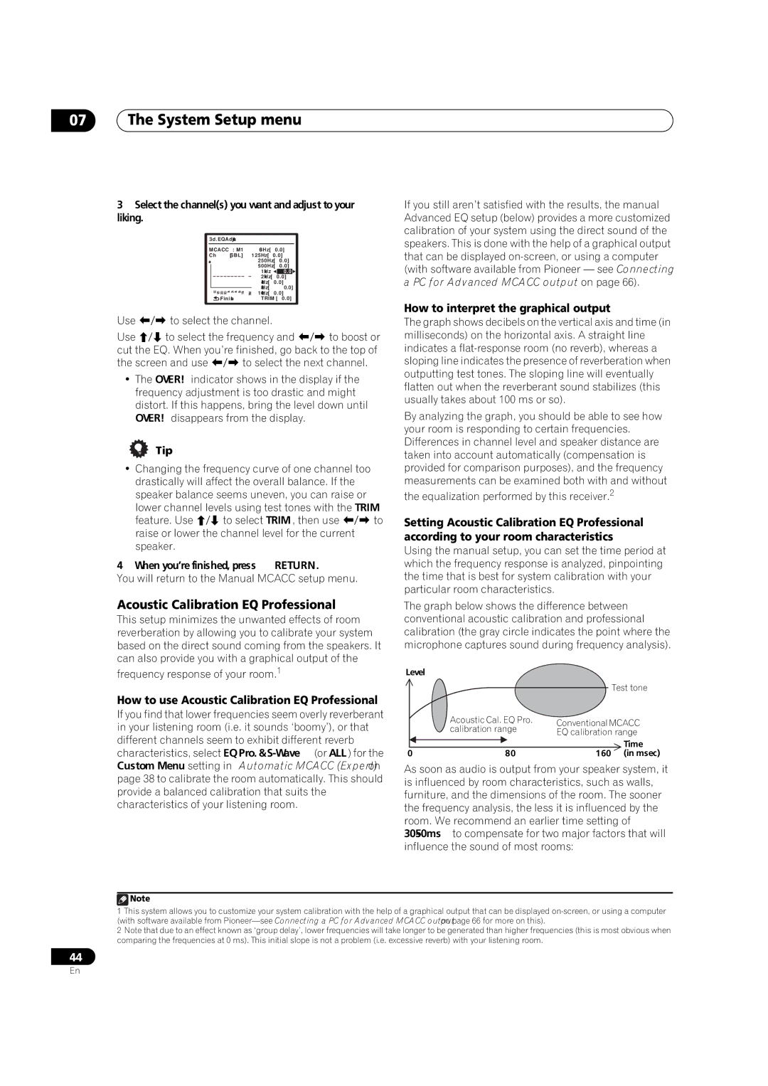 Pioneer VSX-9130TXH-K manual How to use Acoustic Calibration EQ Professional, How to interpret the graphical output 