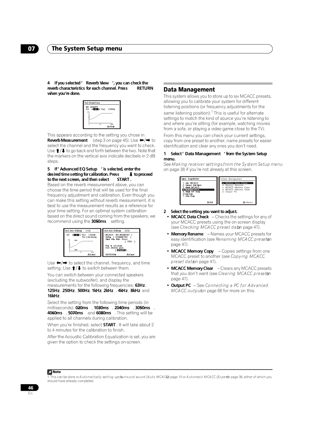 Pioneer VSX-9130TXH-K manual Select ‘Data Management’ from the System Setup menu 