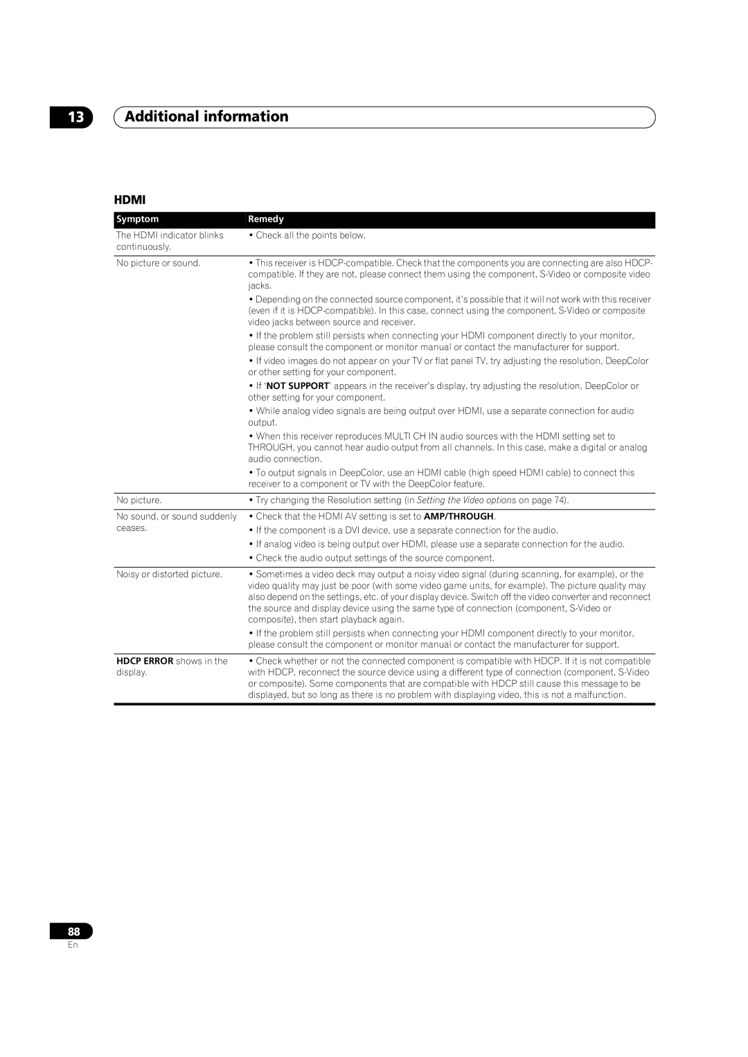 Pioneer VSX-9130TXH-K manual Jacks, Video jacks between source and receiver, Or other setting for your component, Output 