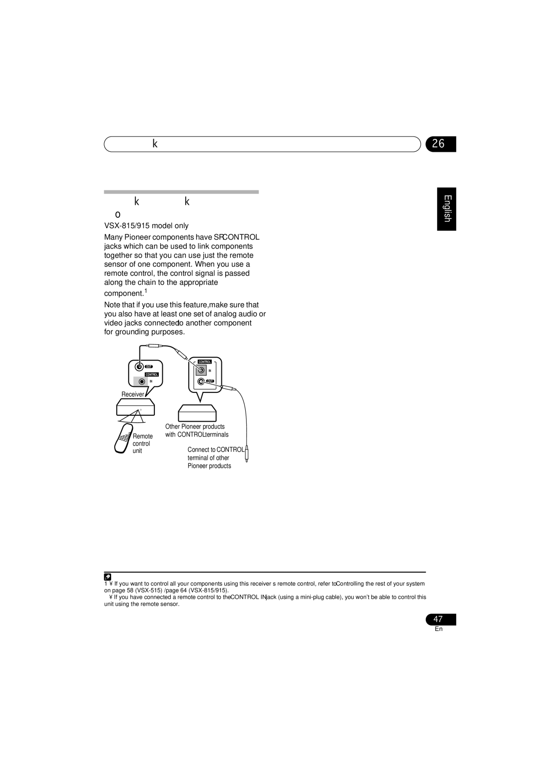 Pioneer VSX-815-S/-K, VSX-915-S/-K manual Connecting up Operating other Pioneer components, Pioneer products 