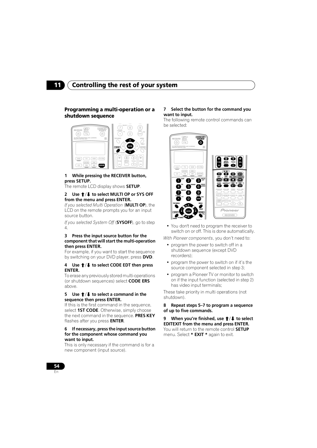 Pioneer VSX-916-S, VSX-916-K operating instructions Programming a multi-operation or a shutdown sequence 