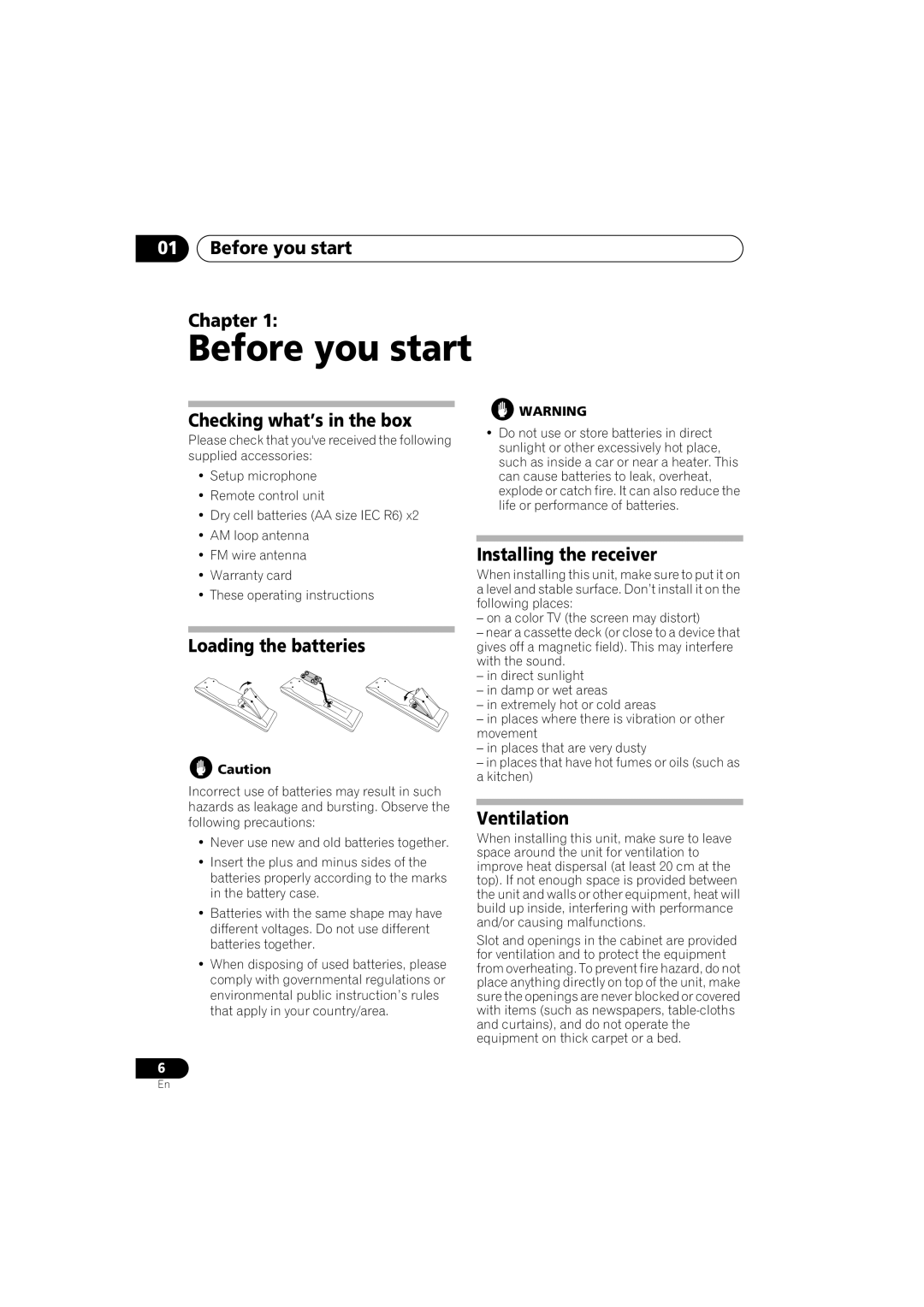 Pioneer VSX-916-S, VSX-916-K operating instructions Before you start 