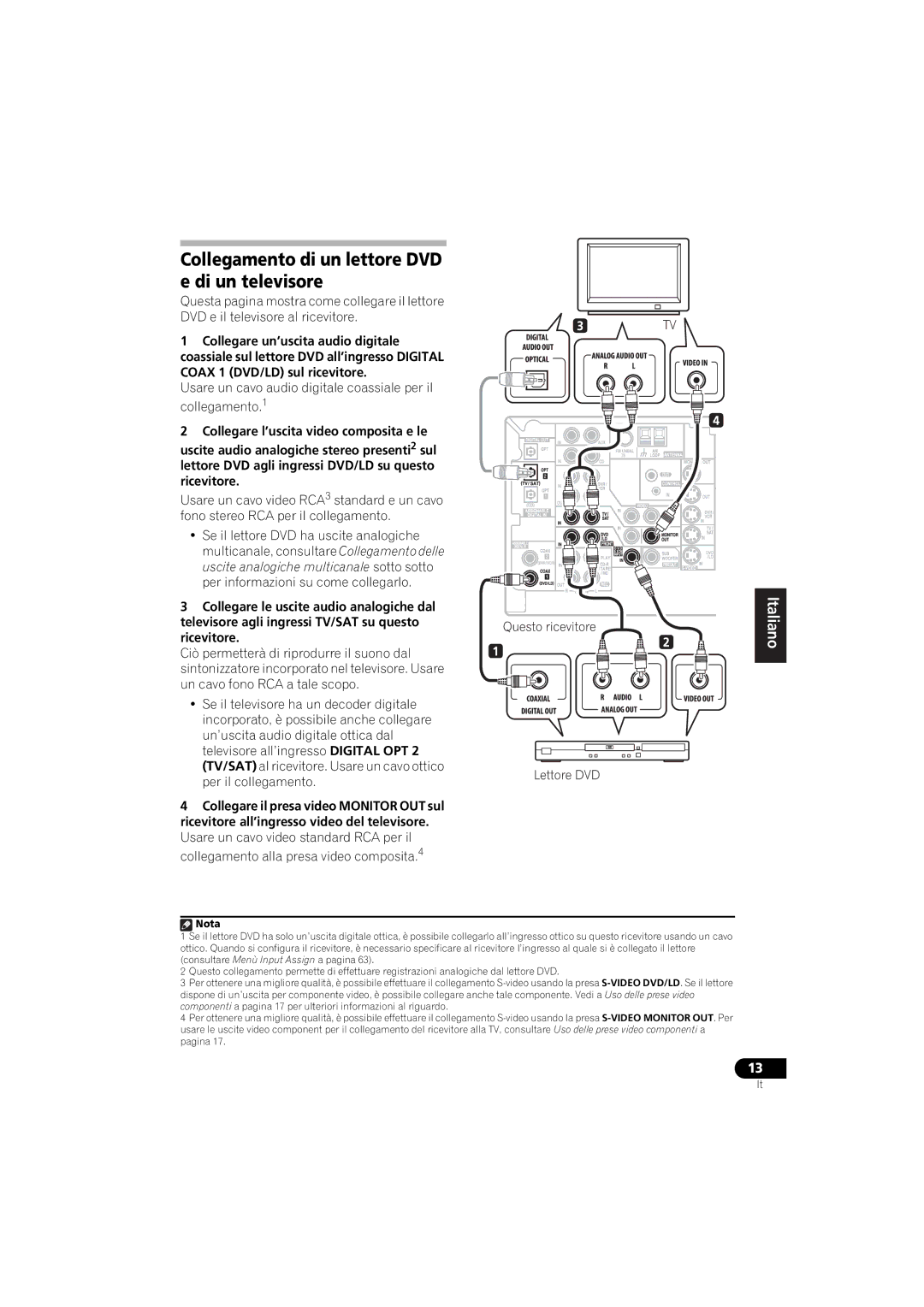 Pioneer VSX-916-K, VSX-916-S operating instructions Collegamento di un lettore DVD e di un televisore 