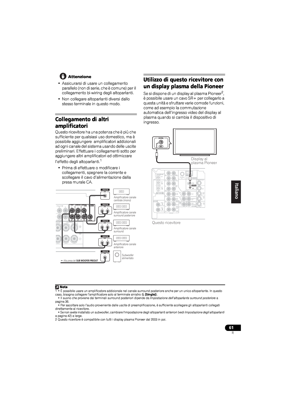 Pioneer VSX-916-K, VSX-916-S operating instructions Collegamento di altri amplificatori 
