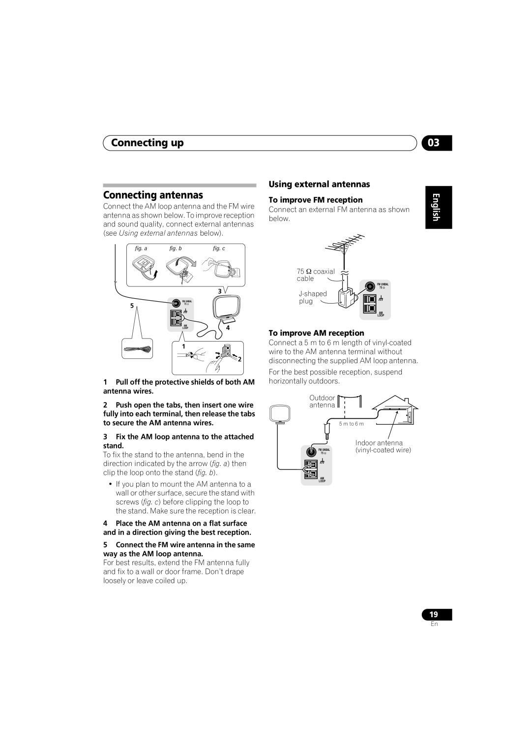 Pioneer VSX-917V-S/-K Connecting up Connecting antennas, Using external antennas, To improve FM reception, Indoor antenna 