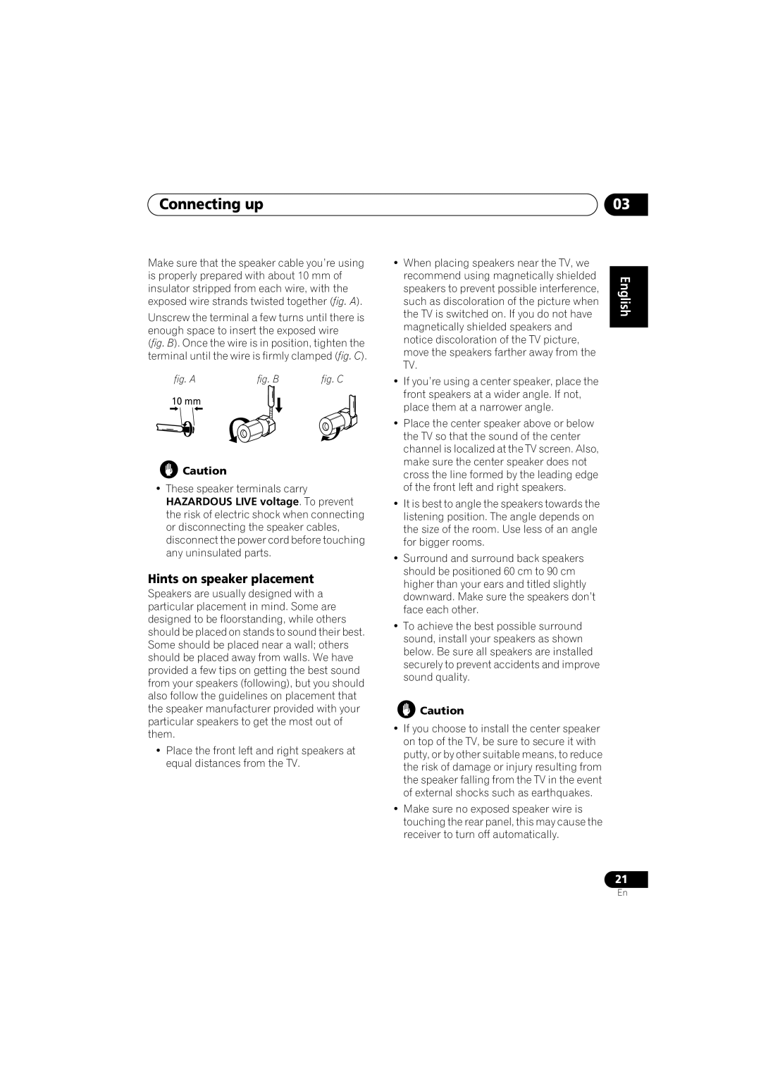 Pioneer VSX-917V-S/-K manual Hints on speaker placement 