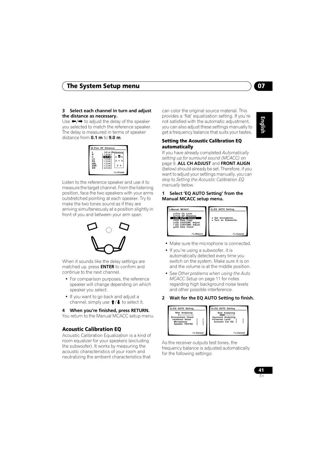 Pioneer VSX-917V-S/-K manual Setting the Acoustic Calibration EQ Automatically 