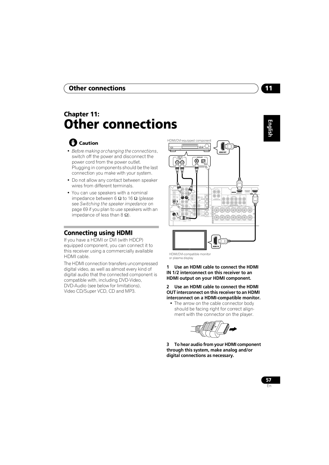 Pioneer VSX-917V-S/-K manual Other connections Chapter, Connecting using Hdmi 