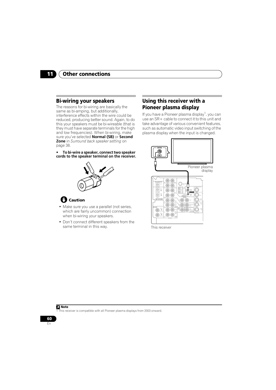 Pioneer VSX-917V-S/-K manual Other connections Bi-wiring your speakers, Same terminal in this way 