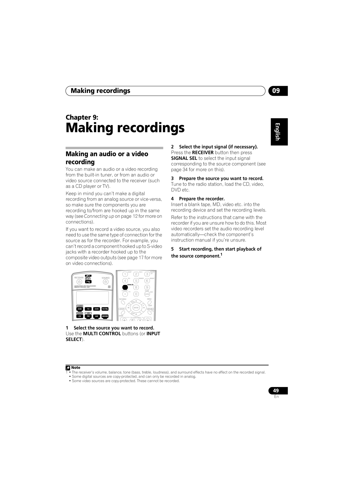 Pioneer VSX-917V-S/-K manual Making recordings Chapter, Making an audio or a video recording, Español, English 