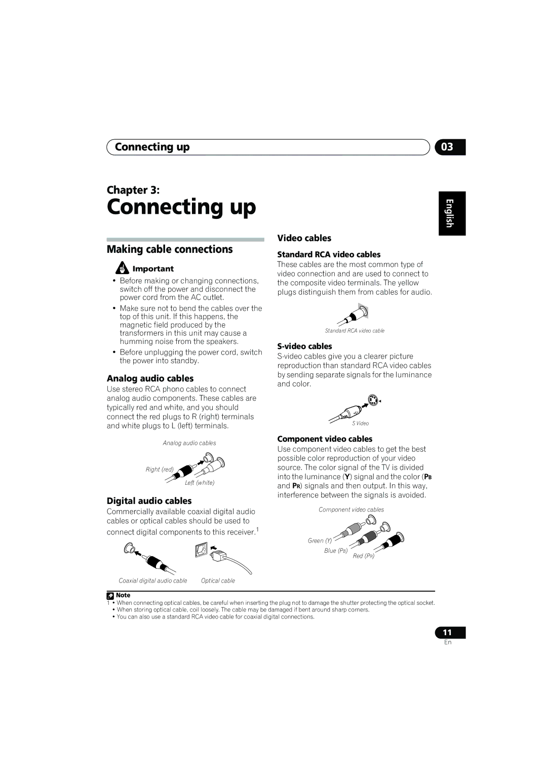 Pioneer VSX-917V manual Connecting up Chapter, Making cable connections 