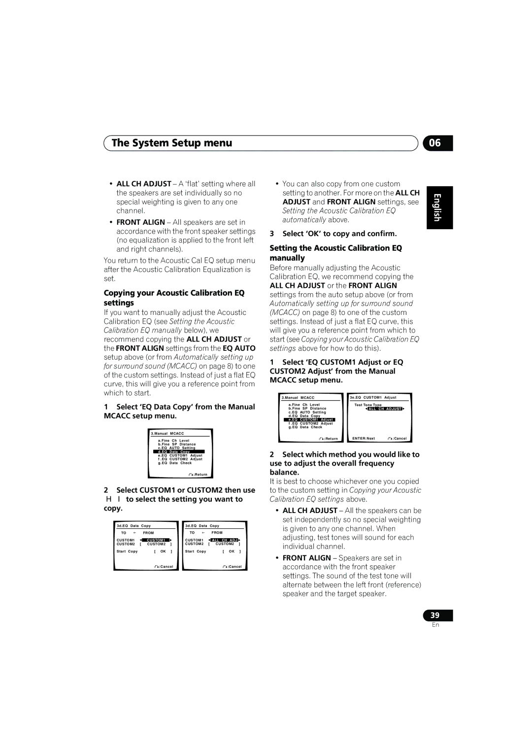 Pioneer VSX-917V manual Setting the Acoustic Calibration EQ, Manually 