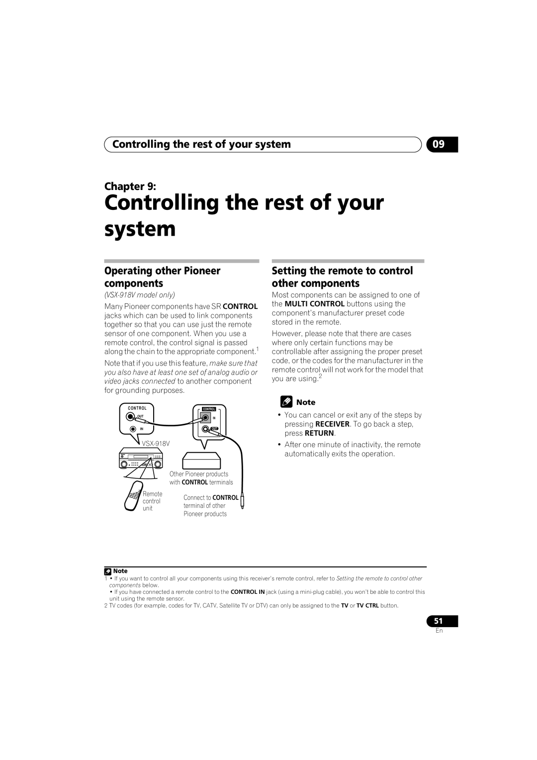 Pioneer VSX-818V-K, VSX-918V-K manual Controlling the rest of your system Chapter, Operating other Pioneer components 