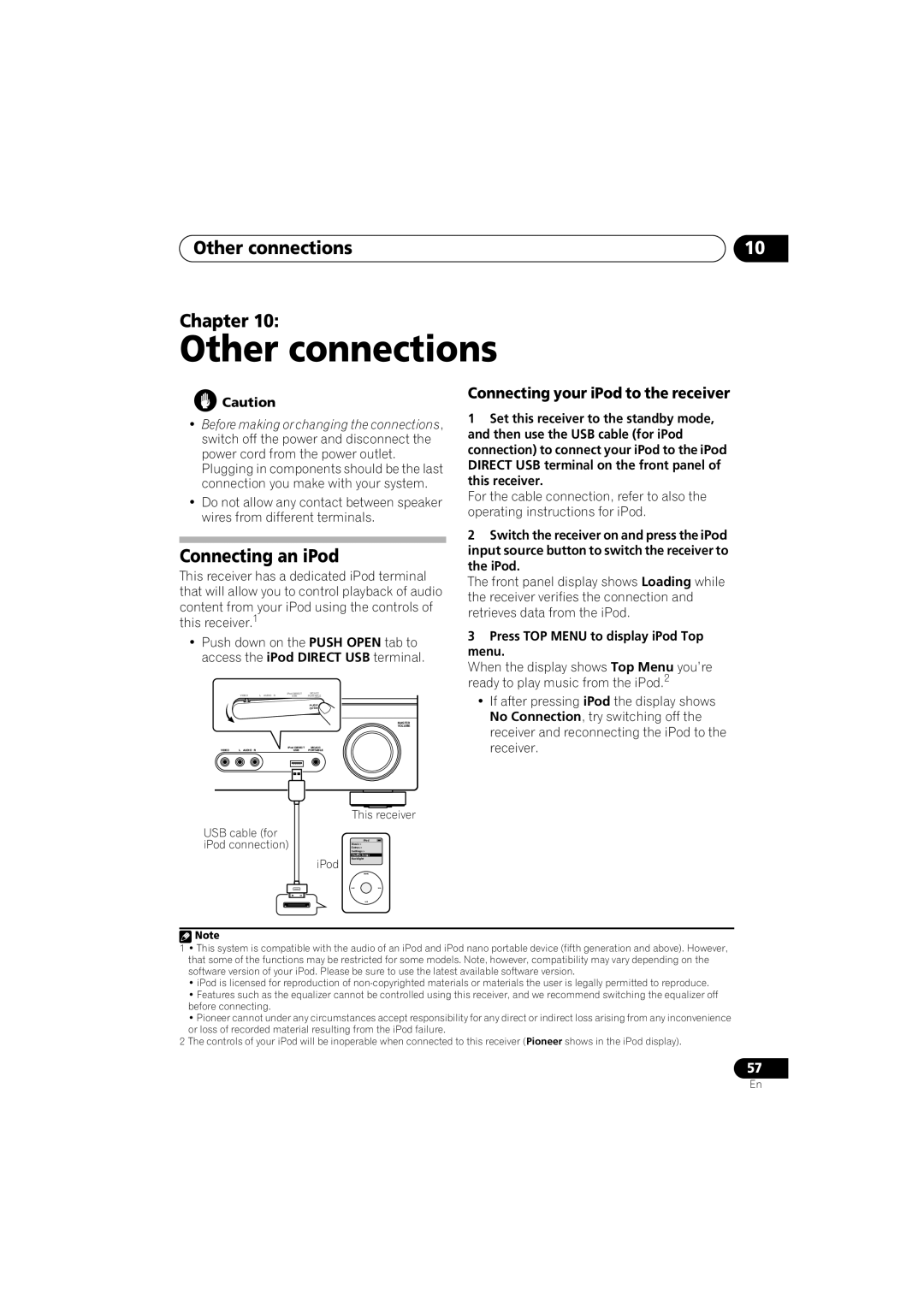 Pioneer VSX-818V-K, VSX-918V-K Other connections Chapter, Connecting an iPod, Connecting your iPod to the receiver 